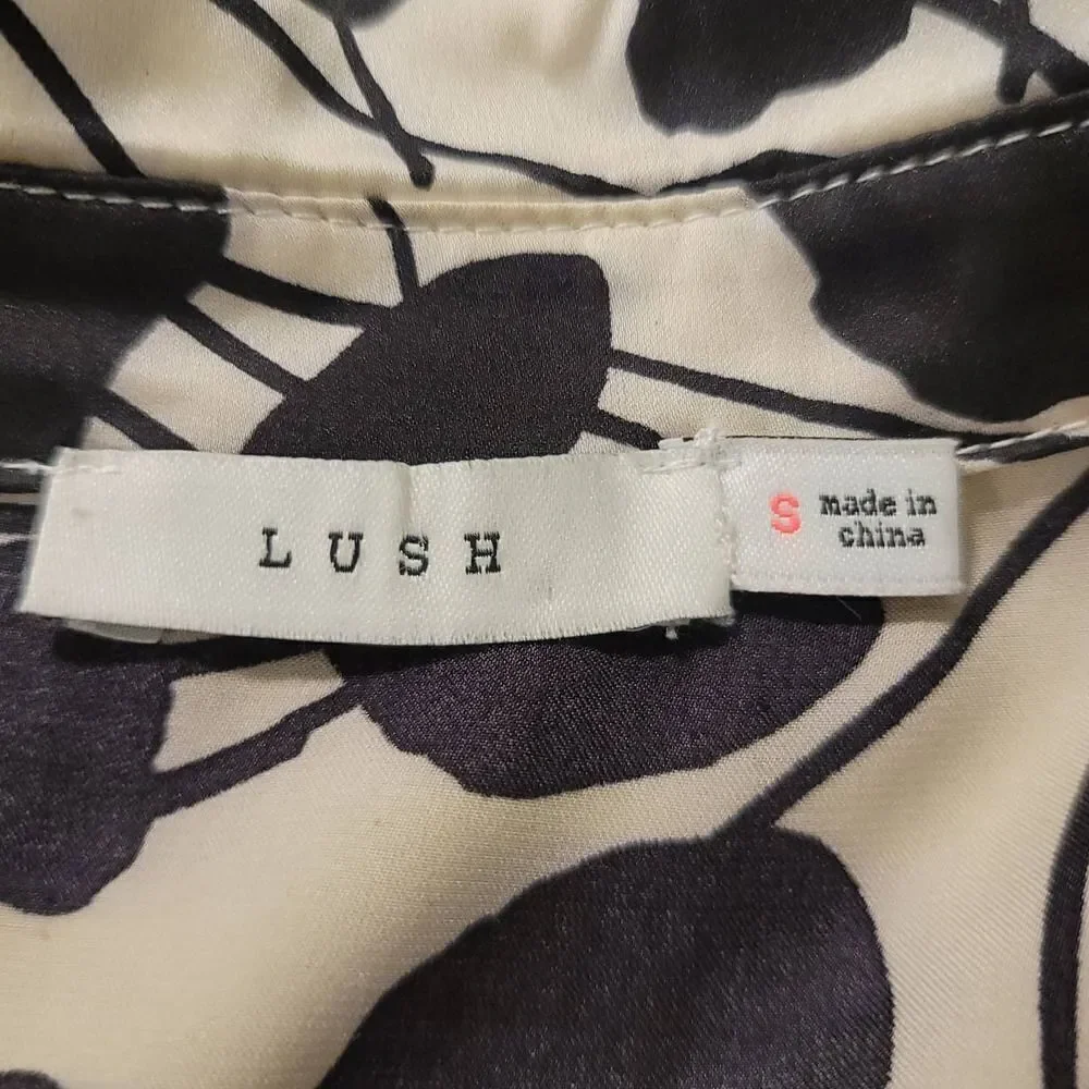 Lush Tie-Front Crop Top Blouse Sz S